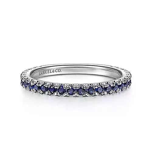 Gabriel 14K White Gold Sapphire Stackable Ring~LR50889W4JSA 1