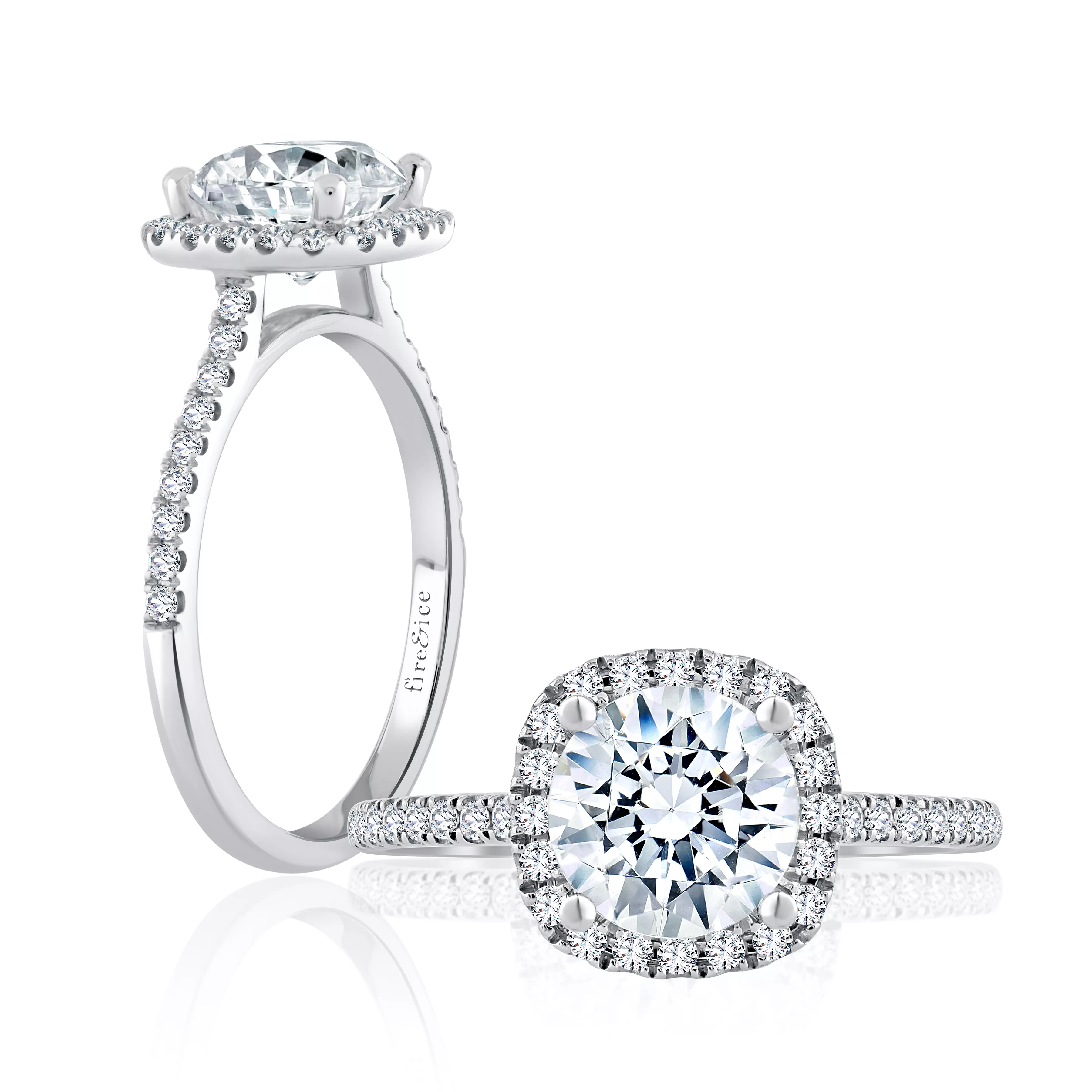 Fire & Ice Natural Diamond White Gold Halo Engagement Ring FI-RING-MICHELLE