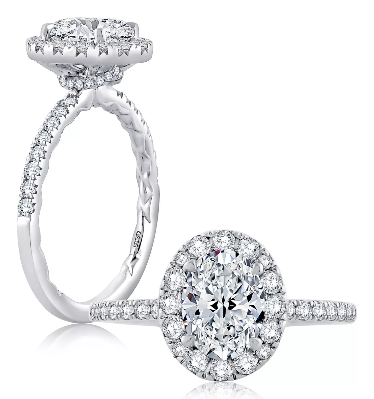 A JAFFE Halo Oval White Gold Engagement Ring AJ-RING-2168