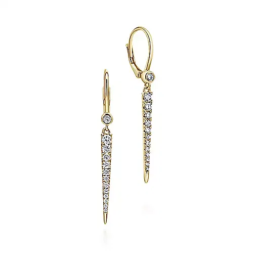 Gabriel 14K Yellow Gold Front Back Tapered Diamond Drop Earrings GC-EAR-12457
