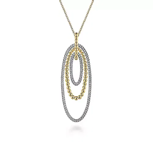 Gabriel & Co 14K White Yellow Gold Multi Oval Bujukan Diamond Pendant Necklace GC-NECK-7279