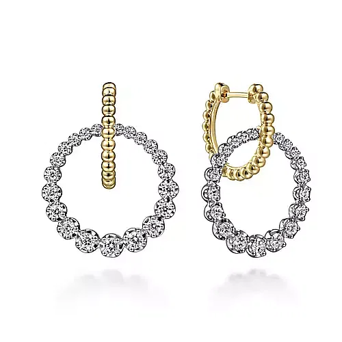 Gabriel & Co 14K White Yellow Gold Bujukan Diamond Circle Huggies GC-EAR-14724