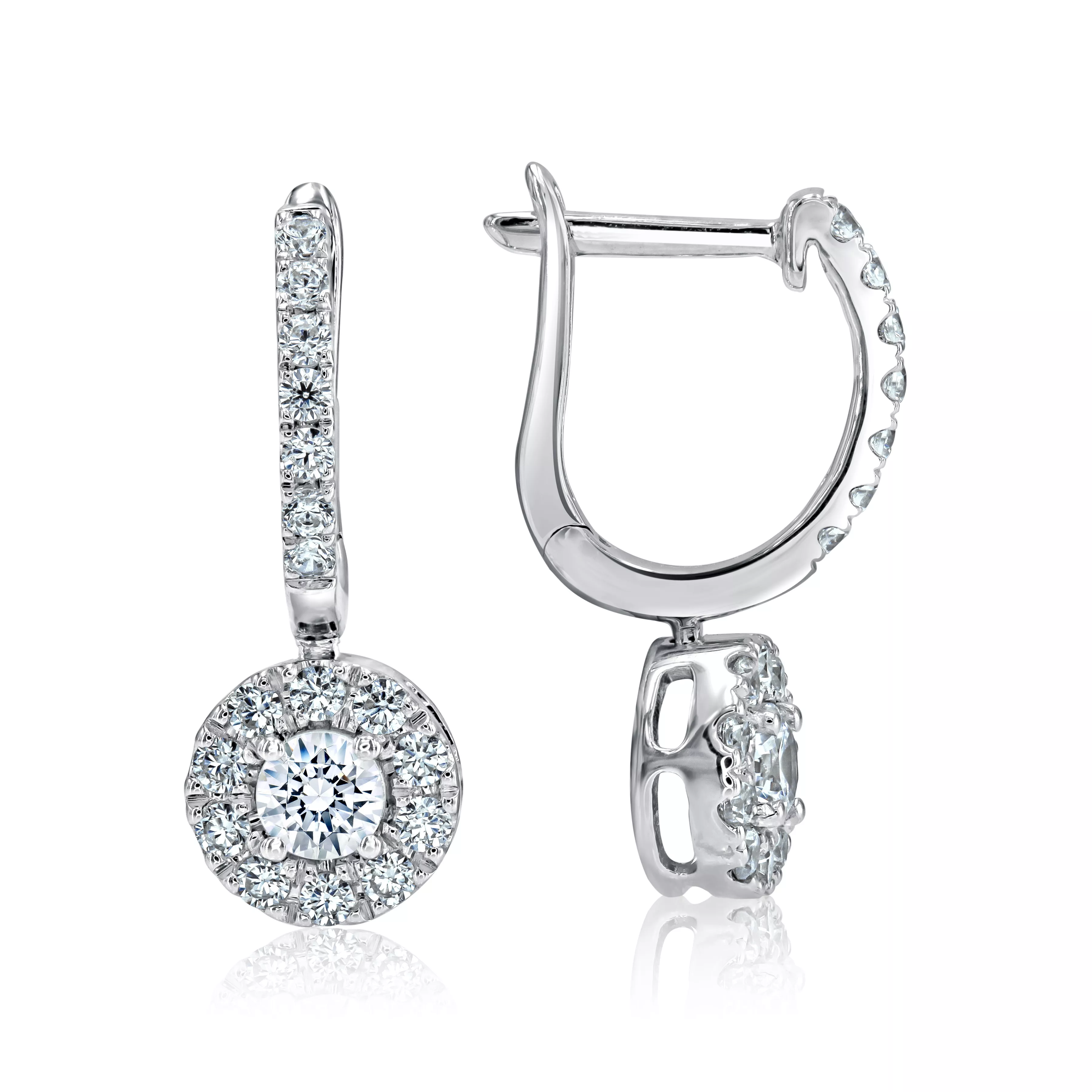 Fire & Ice White Gold Dangle Hoop Earrings FI-EAR-60534