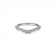 Curved 14K White Gold French Pavé Diamond Wedding Band