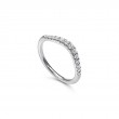 Curved 14K White Gold French Pavé Diamond Wedding Band