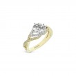 18K White & Yellow Two Tone Twist Round Diamond Engagement Ring