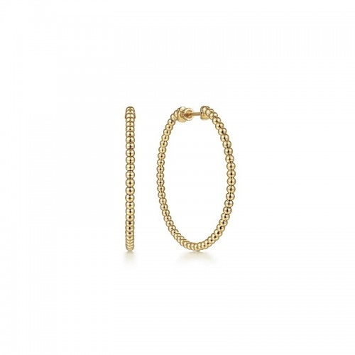 14K Yellow Gold Bujukan Classic Hoop Earrings Size 40 MM itemprop=