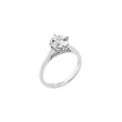18K White Gold Round Diamond Solitaire Engagement Ring With A Hidden Halo