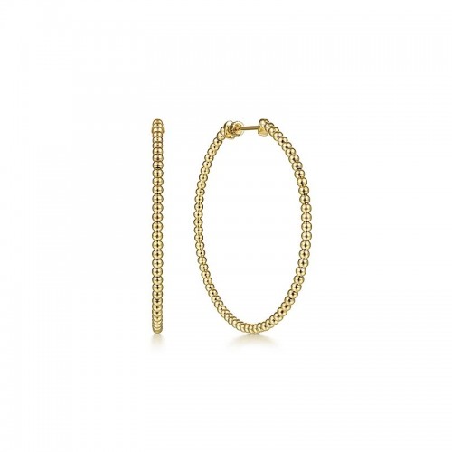 14K Yellow Gold Bujukan Classic Hoop Earrings Size 50 MM itemprop=
