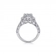 14K White Gold Cushion Halo Round Diamond Engagement Ring