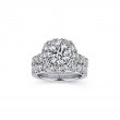 14K White Gold Cushion Halo Round Diamond Engagement Ring