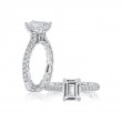 18K White Gold Vintage-Inspired Emerald Diamond Engagement Ring