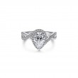 14K White Gold Contemporary Pear Shape Halo Diamond Engagement Ring