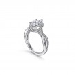 14K White Gold Contemporary Pear Shape Halo Diamond Engagement Ring
