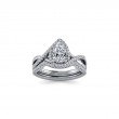 14K White Gold Contemporary Pear Shape Halo Diamond Engagement Ring