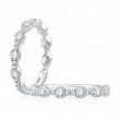 18K White Gold Floating Bubble Diamond Wedding Band with Quilted Interior