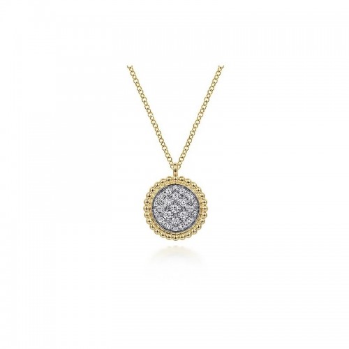 14K Yellow Gold Bujukan and Diamond PavÃ© Pendant Necklace itemprop=