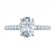 18K White Gold Quilted Oval Diamond Engagement Ring