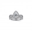14K White Gold Pear Shape Halo Split Shank Diamond Engagement Ring