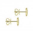 14K Yellow Gold Beaded Round Frame Diamond Cluster Stud Earrings