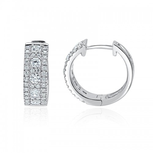 18K White Gold Wide Diamond Calypso Hoop Earrings itemprop=