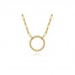14K Yellow Gold Bujukan Ball Circle Necklace with Hollow Paperclip Chain