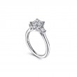 14K White Gold Round Solitaire Three Stone Diamond Engagement Ring