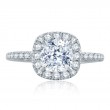 Platinum Cushion Halo Diamond Engagement Ring