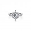 Unique 14K White Gold Round Halo Engagement Ring