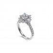 Unique 14K White Gold Round Halo Engagement Ring