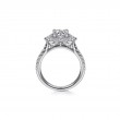 Unique 14K White Gold Round Halo Engagement Ring
