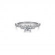 14K White Gold Round Three Stone Diamond Engagement Ring