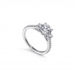 14K White Gold Round Three Stone Diamond Engagement Ring