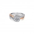 14K White-Rose Gold Round Halo Diamond Engagement Ring