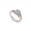 14K White-Rose Gold Round Halo Diamond Engagement Ring