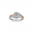 14K White-Rose Gold Round Halo Diamond Engagement Ring