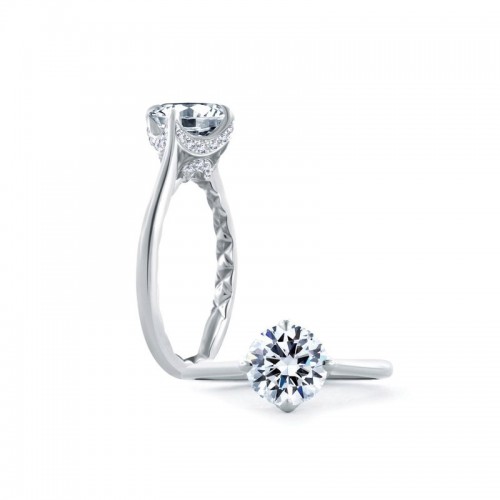18K White Gold Round Diamond Solitaire Engagement Ring itemprop=