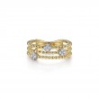 14K Yellow Gold Bujukan Diamond Cluster Stations Easy Stackable Ring