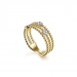 14K Yellow Gold Bujukan Diamond Cluster Stations Easy Stackable Ring
