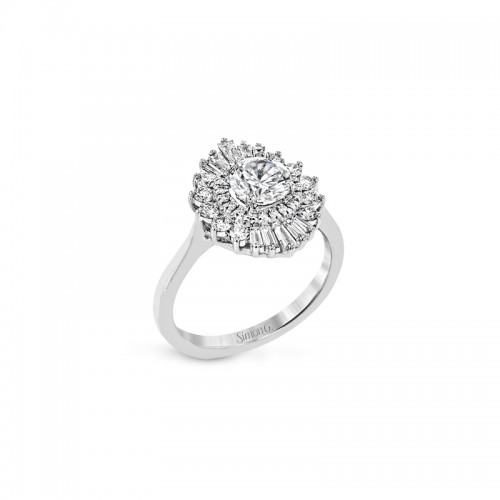 Simon G 18K White Gold Round Diamond Starburst Engagement Ring itemprop=