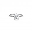 18K White Gold Oval Hidden Halo Diamond Engagement Ring