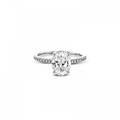 18K White Gold Oval Hidden Halo Diamond Engagement Ring itemprop=