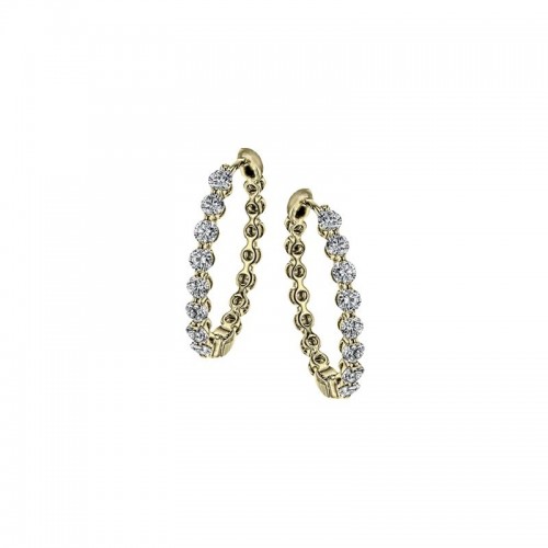 18K Yellow Gold Harmonie Diamond Hoop Earrings itemprop=