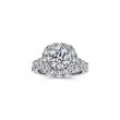 14K White Gold Cushion Halo Round Diamond Engagement Ring