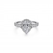 14K White Gold Pear Shape Halo Diamond Engagement Ring