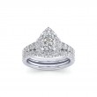 14K White Gold Pear Shape Halo Diamond Engagement Ring