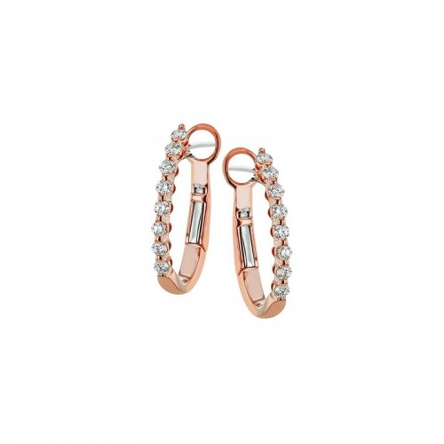 18K Rose Gold Elongated Bubble Hoop Earrings itemprop=