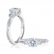 18K White Gold Three Stone Diamond Twist Engagement Ring