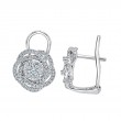18K White Gold Diamond Rose Swirl Earrings