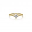 14K Yellow Gold Diamond Cluster Clover and Bujukan Bead Ring